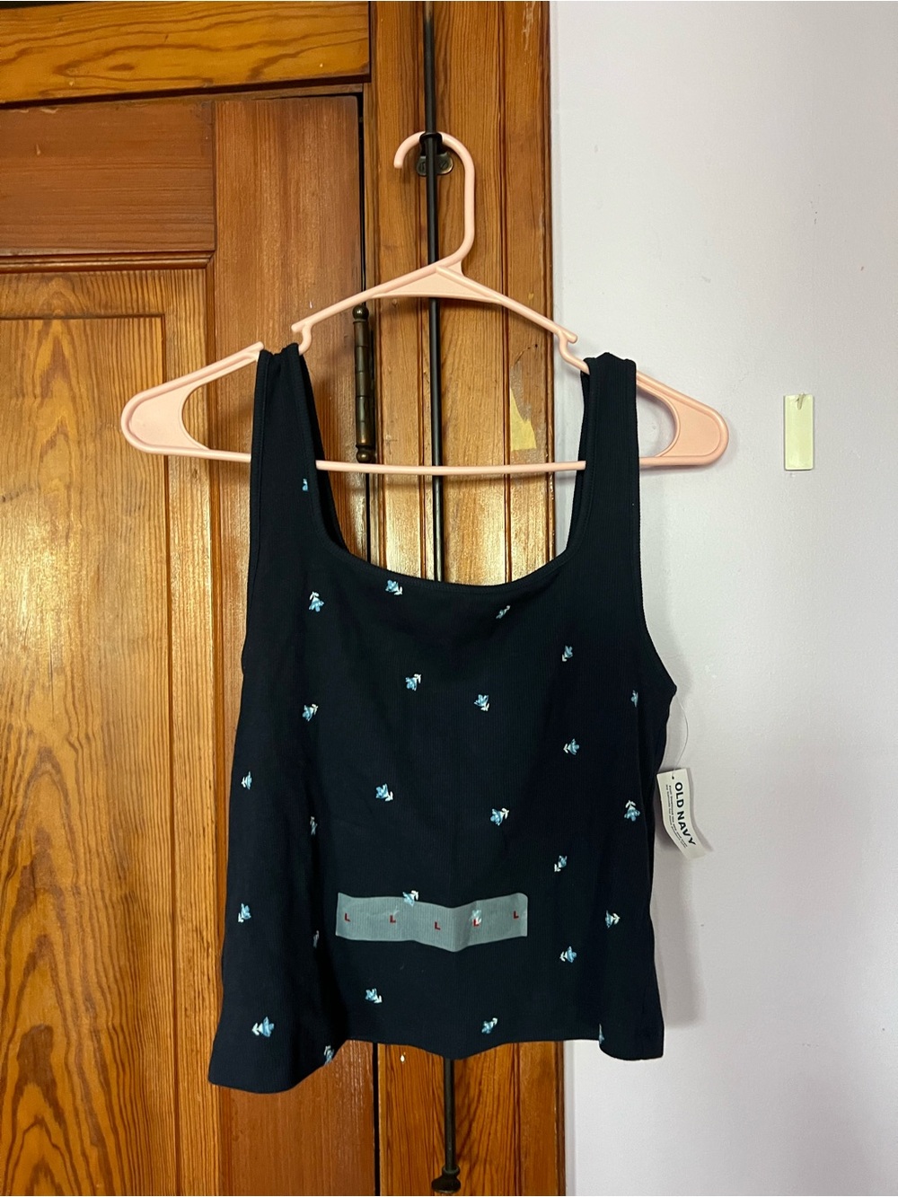 Old Navy Women’s Navy Blue Floral Ultra-Crop Rib-Knit Top NWT